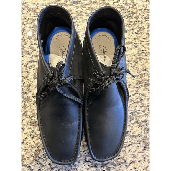 NEW CLARKS Collection Men's Shacre Boot Extreme Comfort Black Leather Size 13 M - Picture 7 of 16